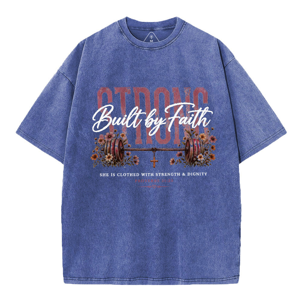 Strong Built By Faith GC-Christian Washed T-Shirt