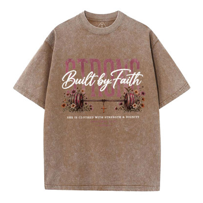 Strong Built By Faith GC-Christian Washed T-Shirt