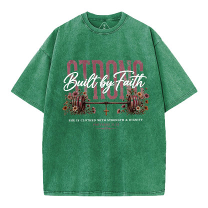 Strong Built By Faith GC-Christian Washed T-Shirt