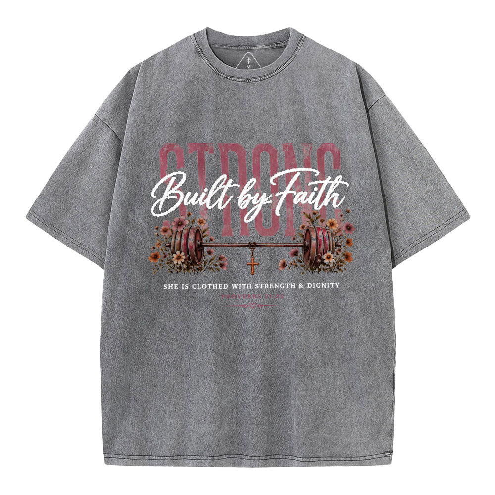 Strong Built By Faith GC-Christian Washed T-Shirt