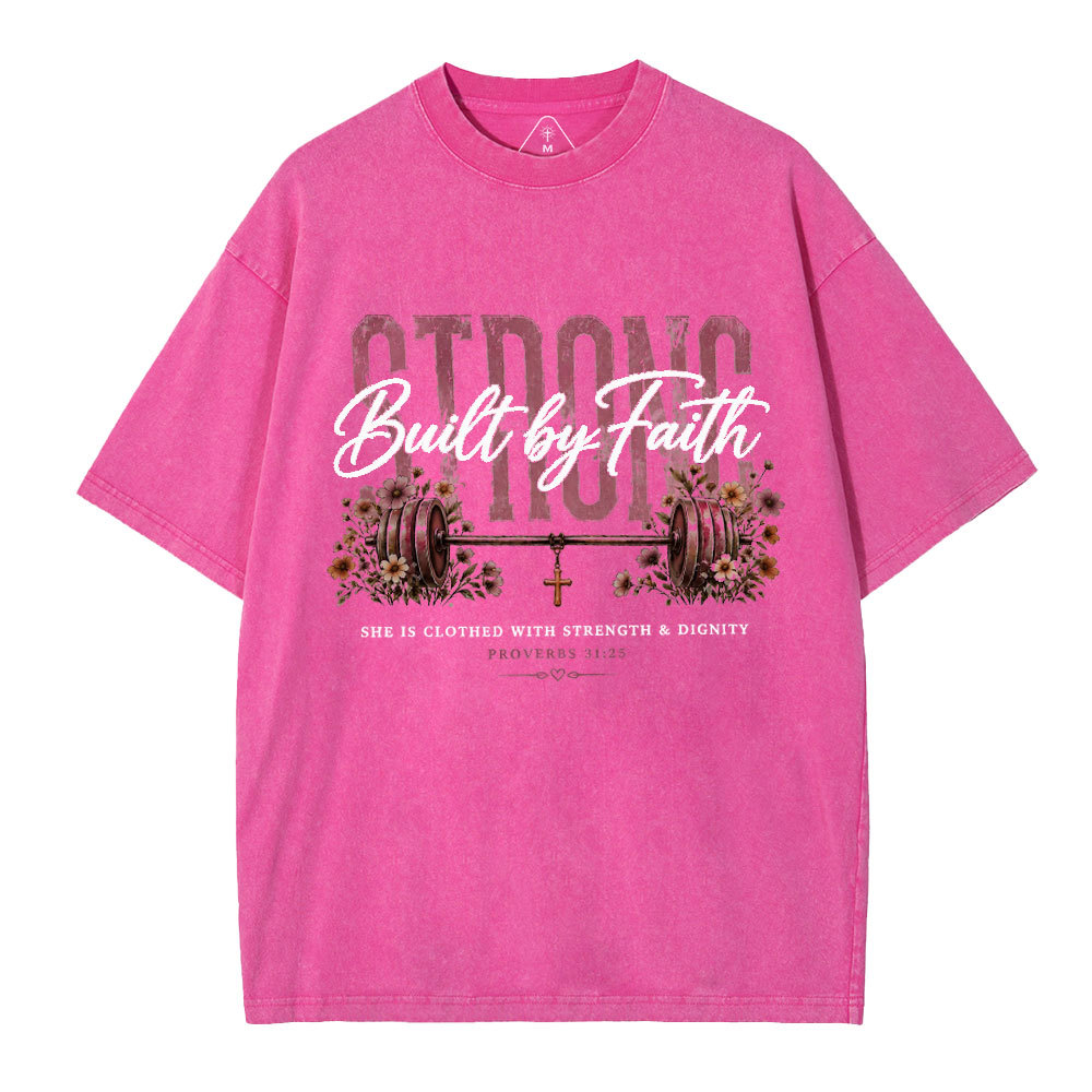 Strong Built By Faith GC-Christian Washed T-Shirt