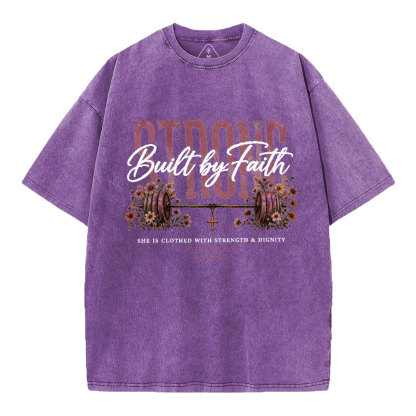 Strong Built By Faith GC-Christian Washed T-Shirt
