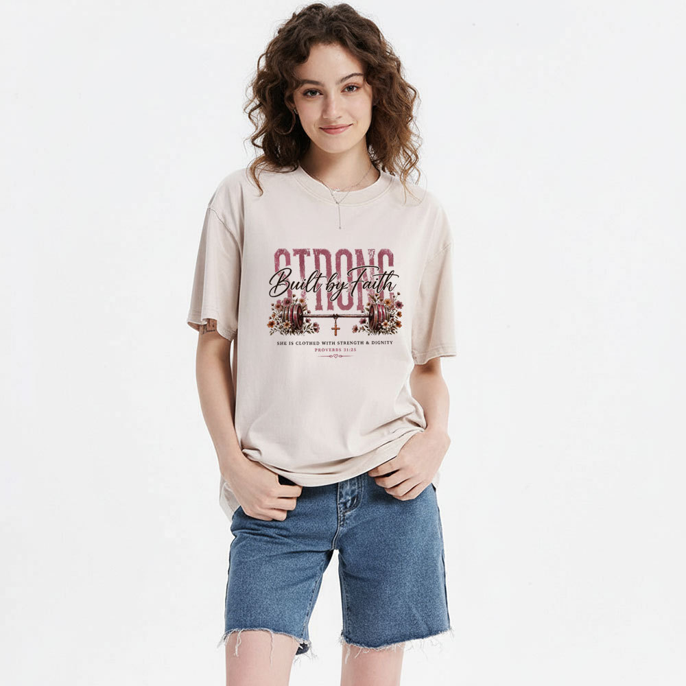 Strong Built By Faith GC-Christian Washed T-Shirt