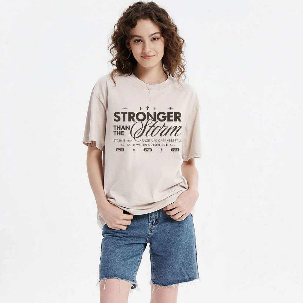 Stronger Than The Storm Christian Washed T-Shirt
