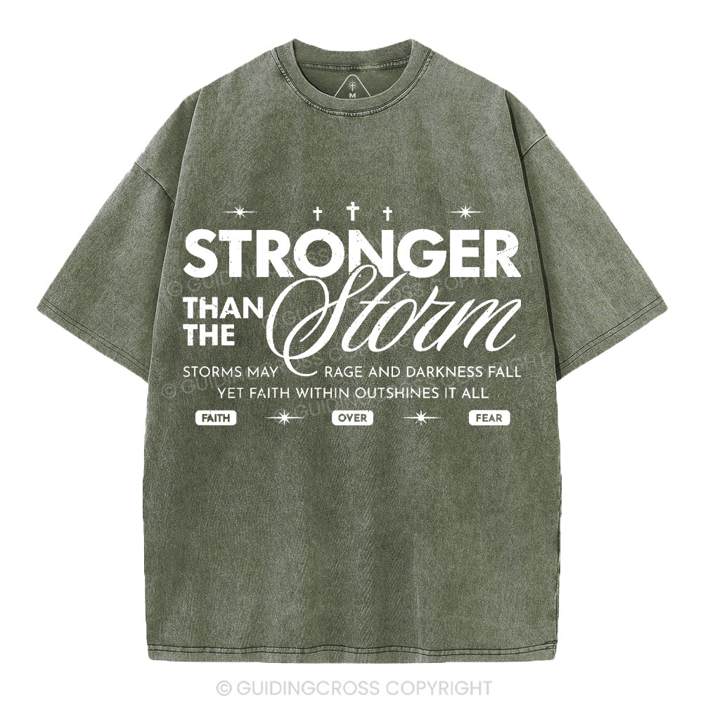 Stronger Than The Storm Christian Washed T-Shirt