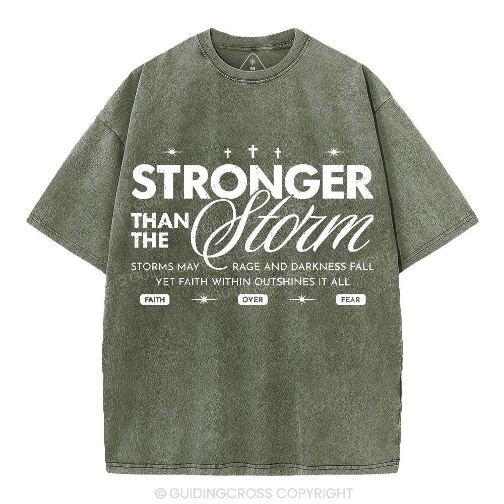 Stronger Than The Storm Christian Washed T-Shirt
