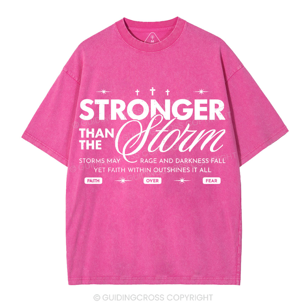 Stronger Than The Storm Christian Washed T-Shirt
