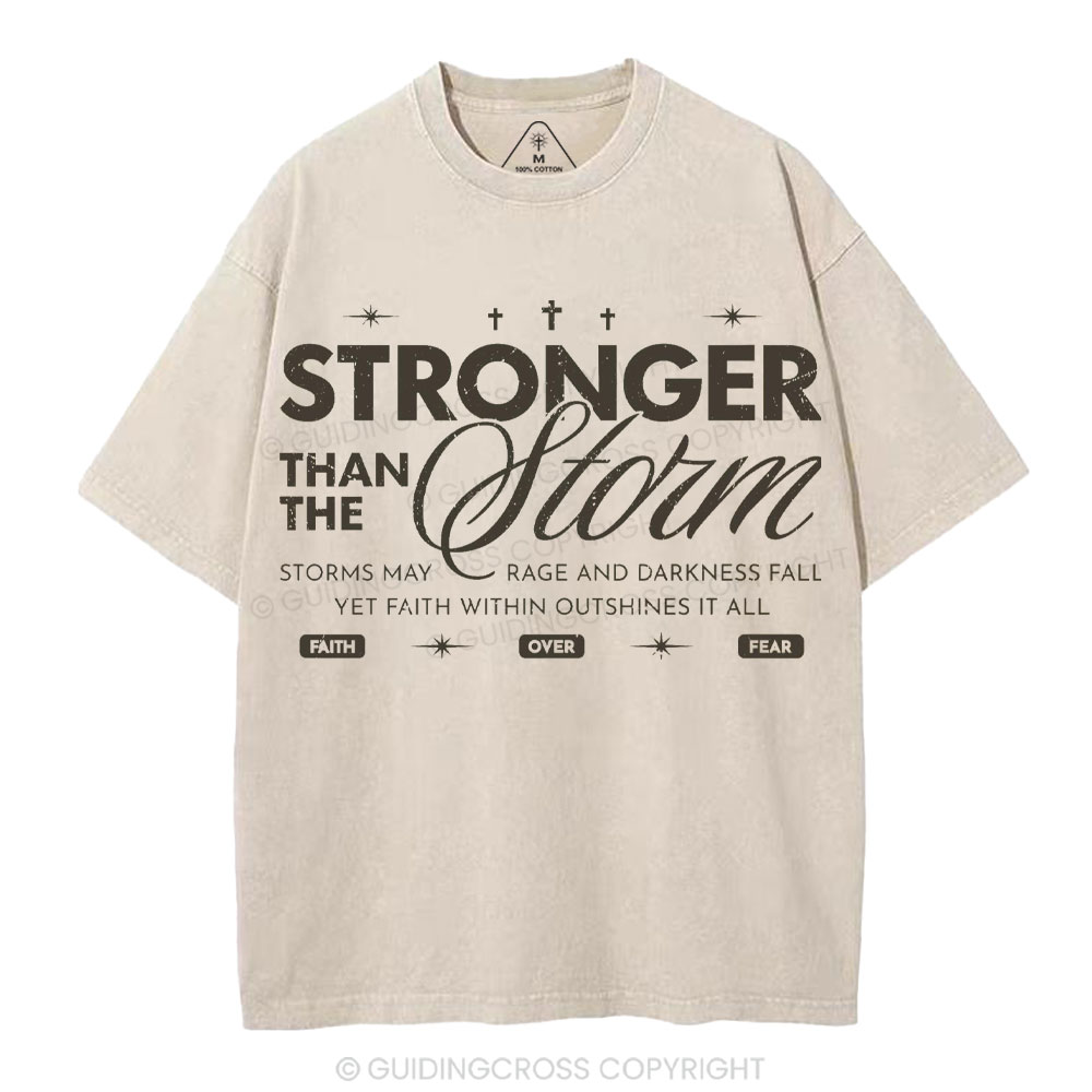 Stronger Than The Storm Christian Washed T-Shirt