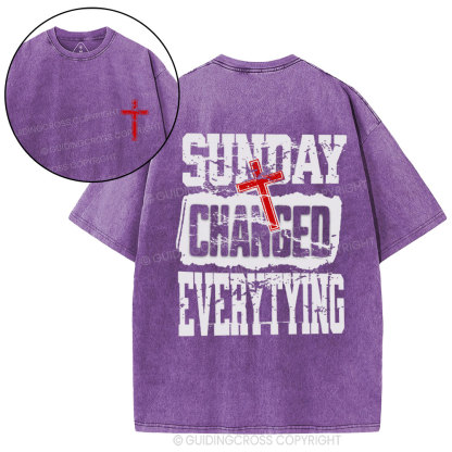 Sunday Changed Everything Christian Washed T-Shirt