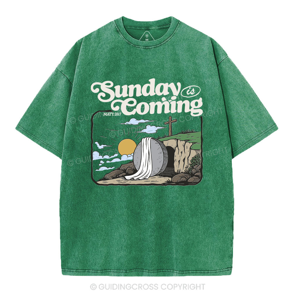Sunday is Coming Christian Washed T-Shirt