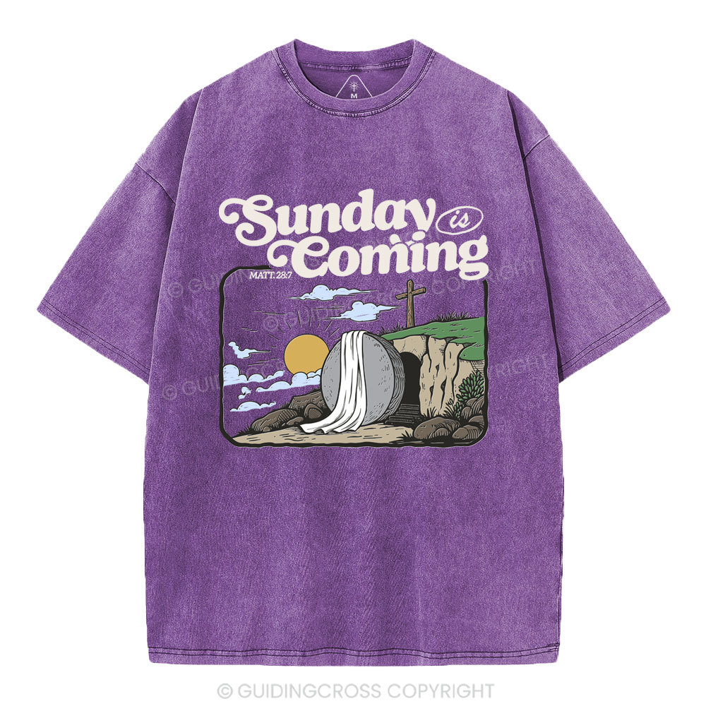 Sunday is Coming Christian Washed T-Shirt