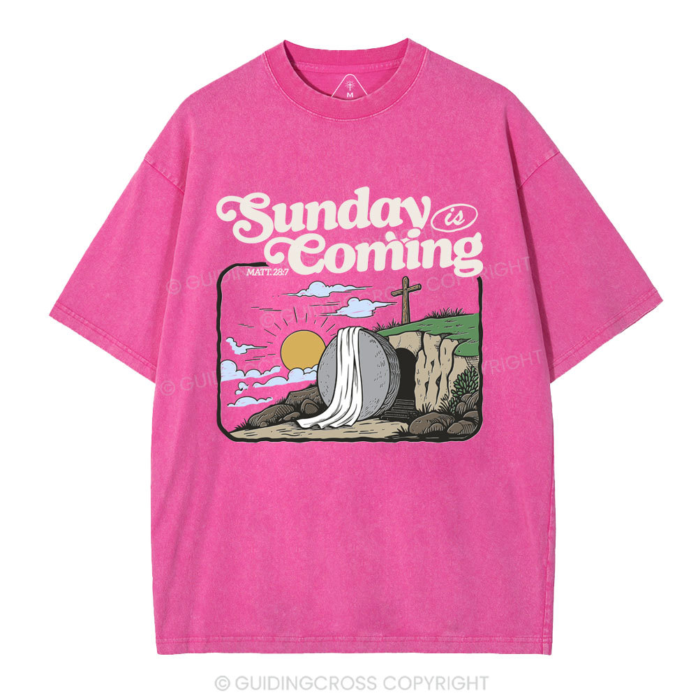 Sunday is Coming Christian Washed T-Shirt