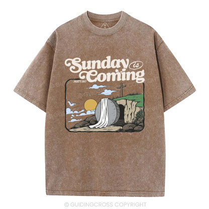 Sunday is Coming Christian Washed T-Shirt