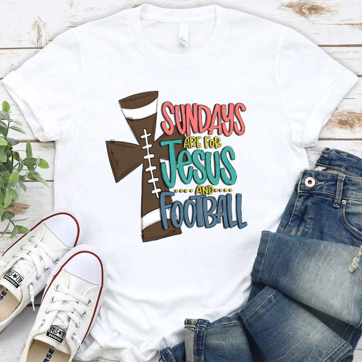 Sundays Are For Jesus And Football Christian T-Shirt