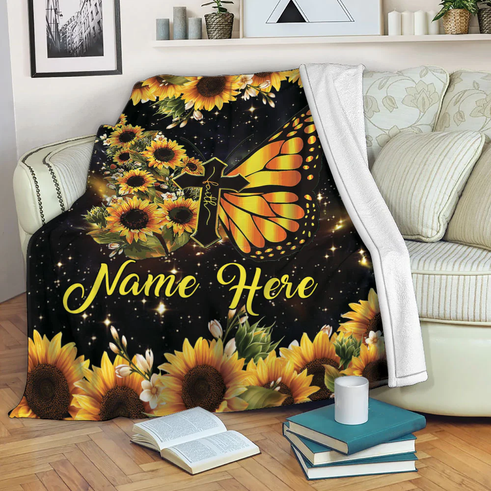 Sunflower And Butterfly Christian Blanket 
