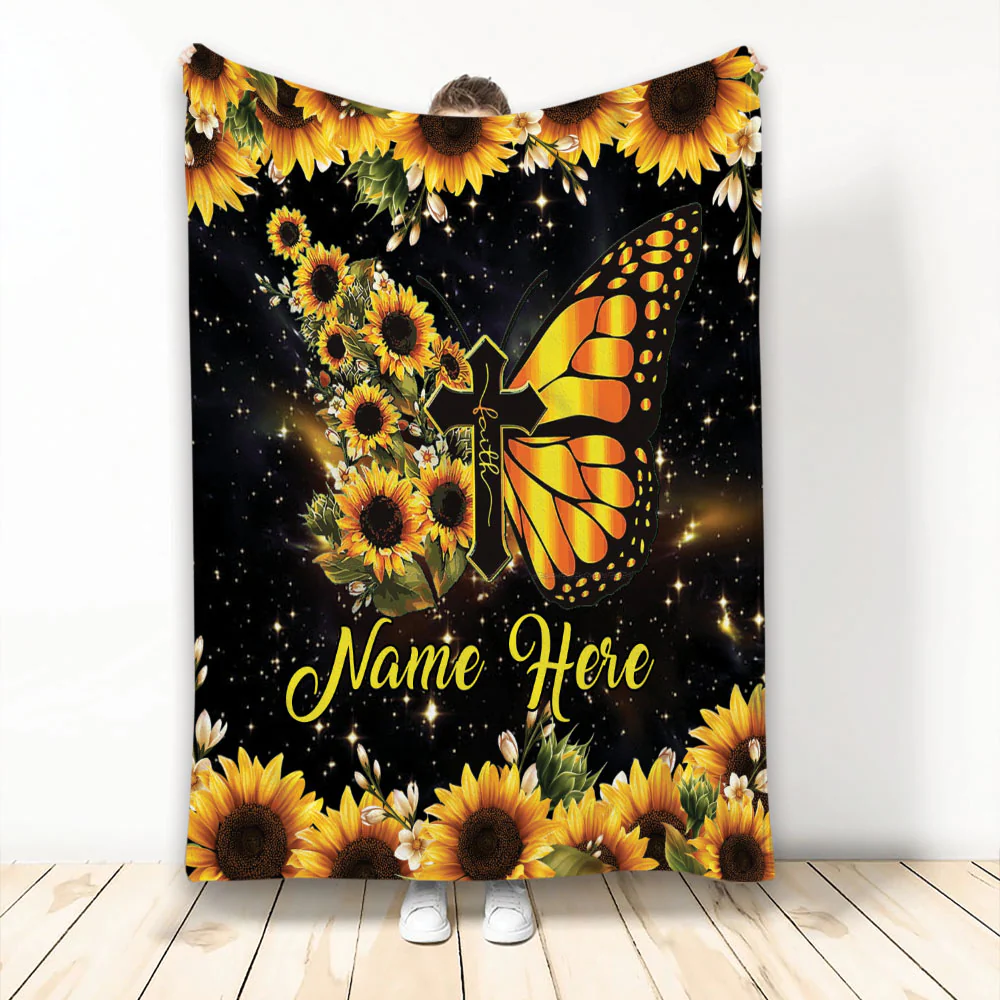 Sunflower And Butterfly Christian Blanket 