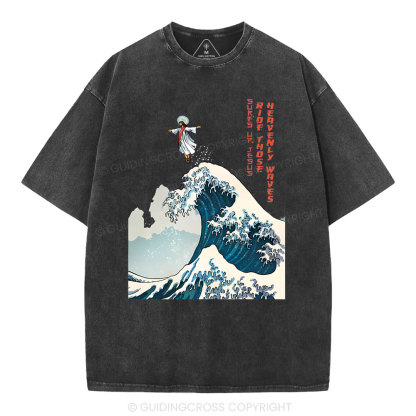Surfs Up Jesus Christian Washed T-Shirt