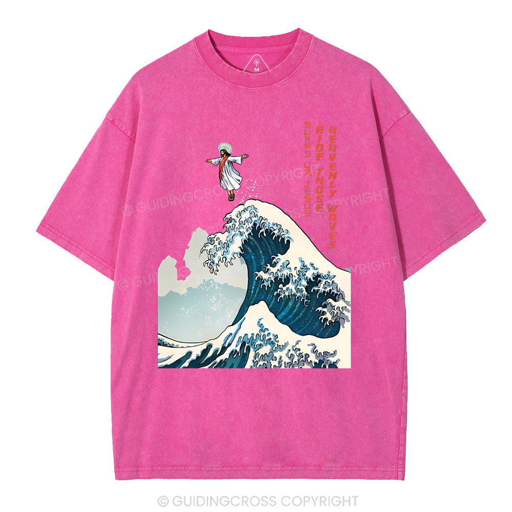 Surfs Up Jesus Christian Washed T-Shirt