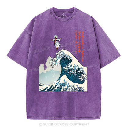 Surfs Up Jesus Christian Washed T-Shirt