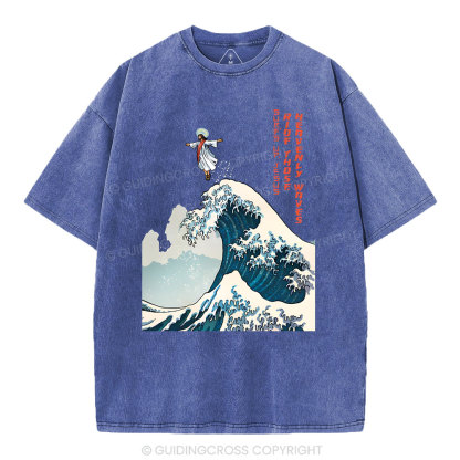 Surfs Up Jesus Christian Washed T-Shirt