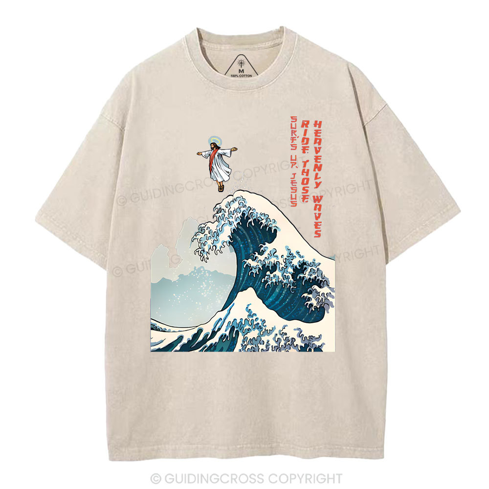 Surfs Up Jesus Christian Washed T-Shirt