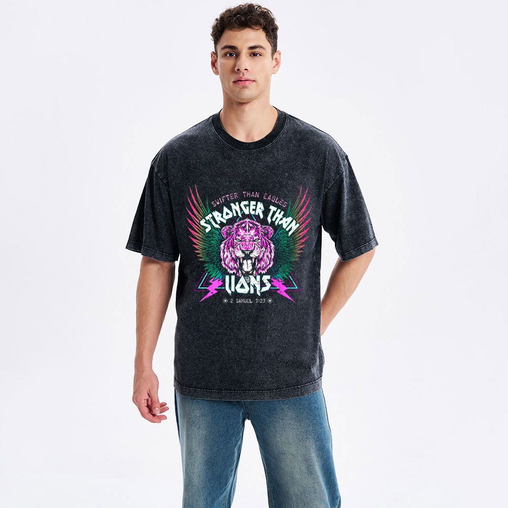 Swifter Than Eagles Stronger Than Lions Christian Washed T-Shirt
