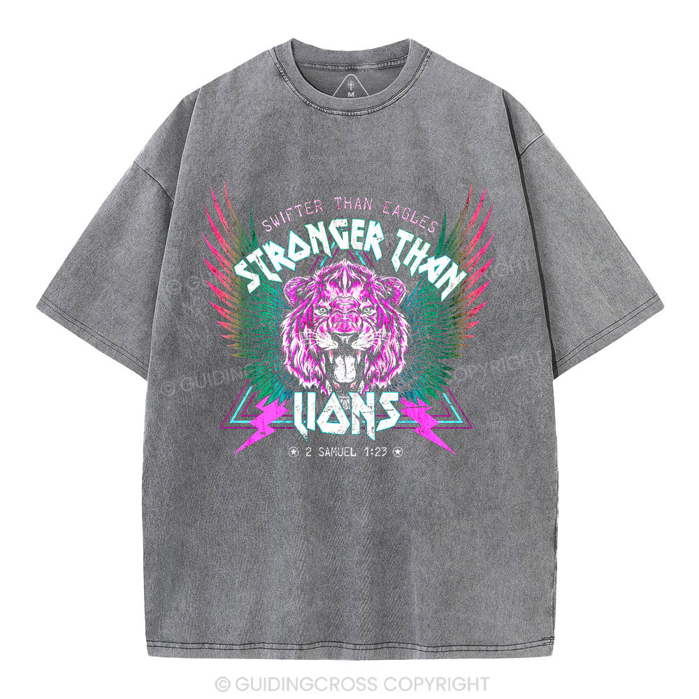 Swifter Than Eagles Stronger Than Lions Christian Washed T-Shirt