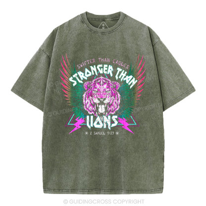 Swifter Than Eagles Stronger Than Lions Christian Washed T-Shirt