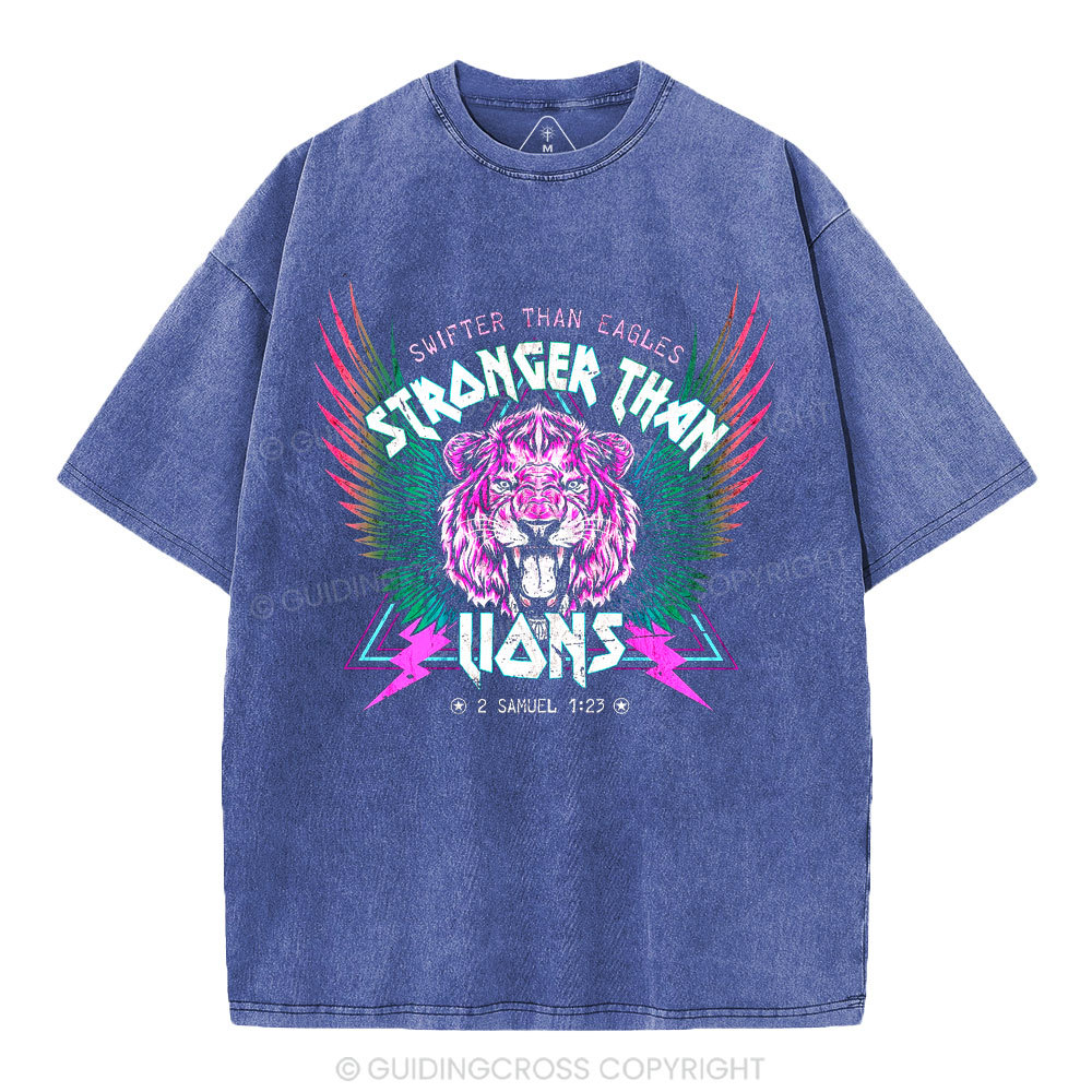 Swifter Than Eagles Stronger Than Lions Christian Washed T-Shirt