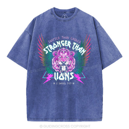 Swifter Than Eagles Stronger Than Lions Christian Washed T-Shirt