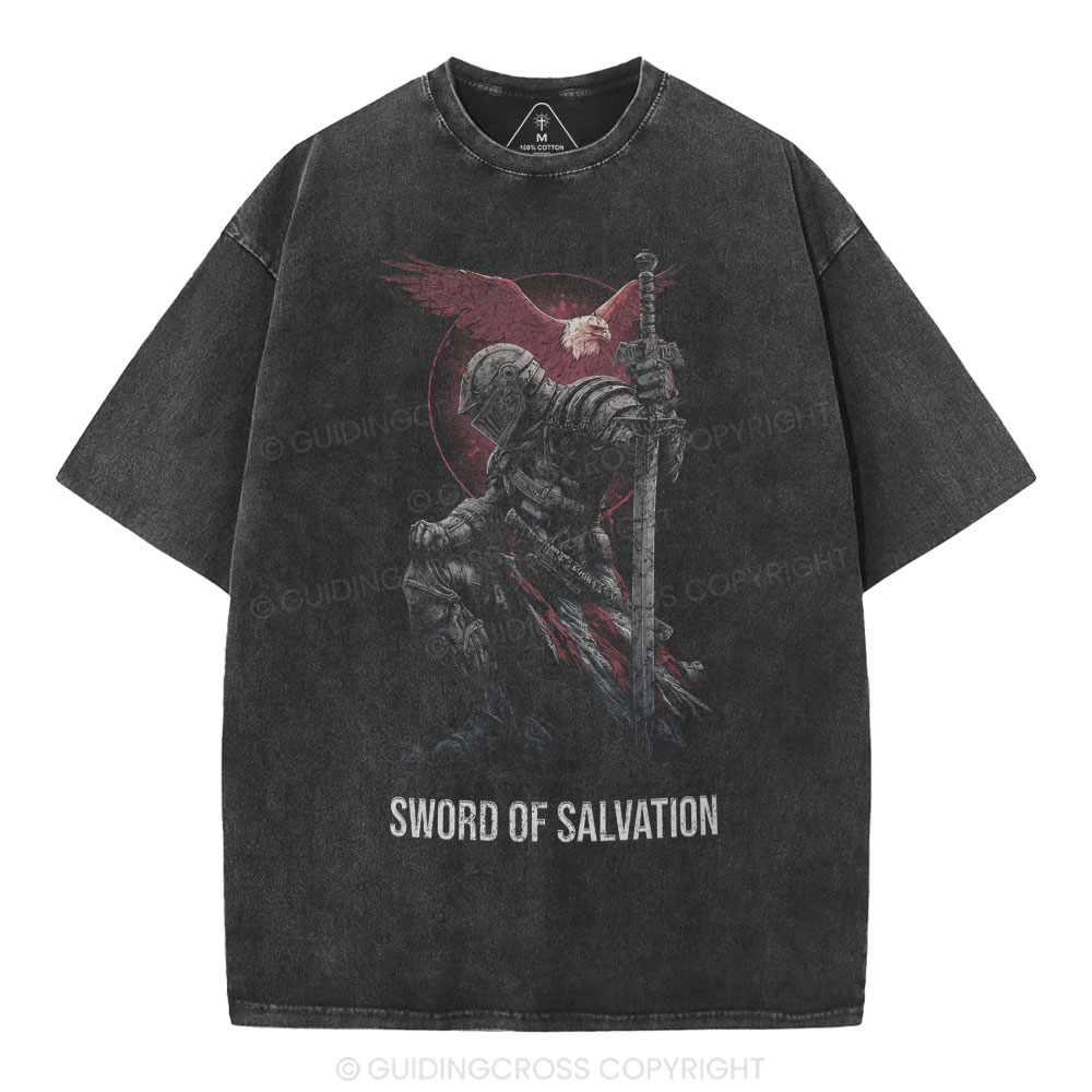 Sword Of Salvation Christian Washed T-Shirt