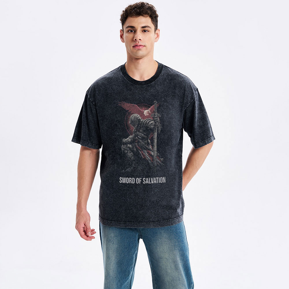 Sword Of Salvation Christian Washed T-Shirt