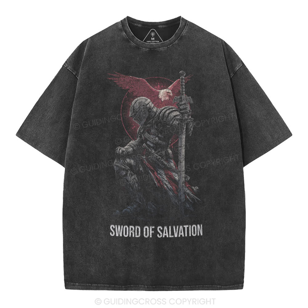 Sword Of Salvation Christian Washed T-Shirt