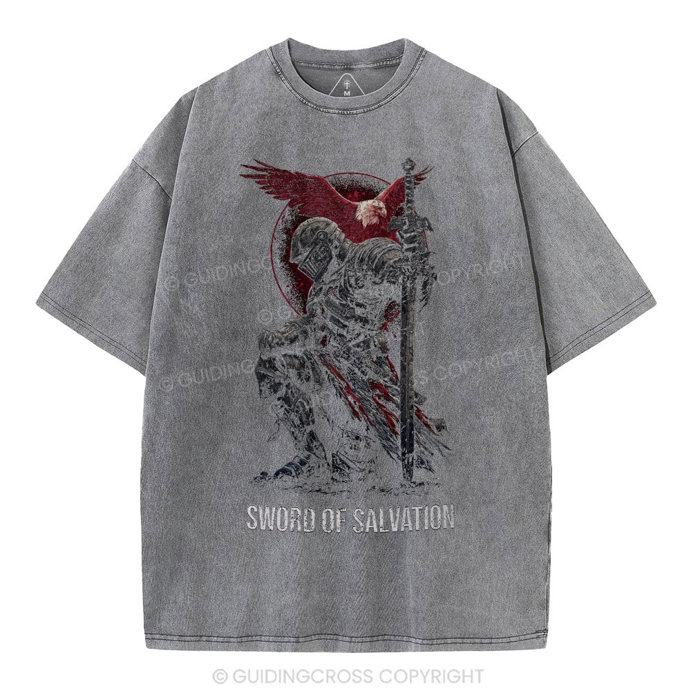 Sword Of Salvation Christian Washed T-Shirt
