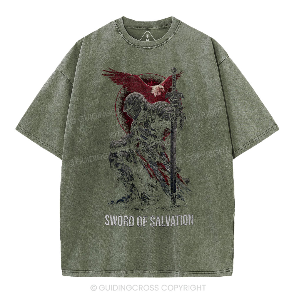 Sword Of Salvation Christian Washed T-Shirt