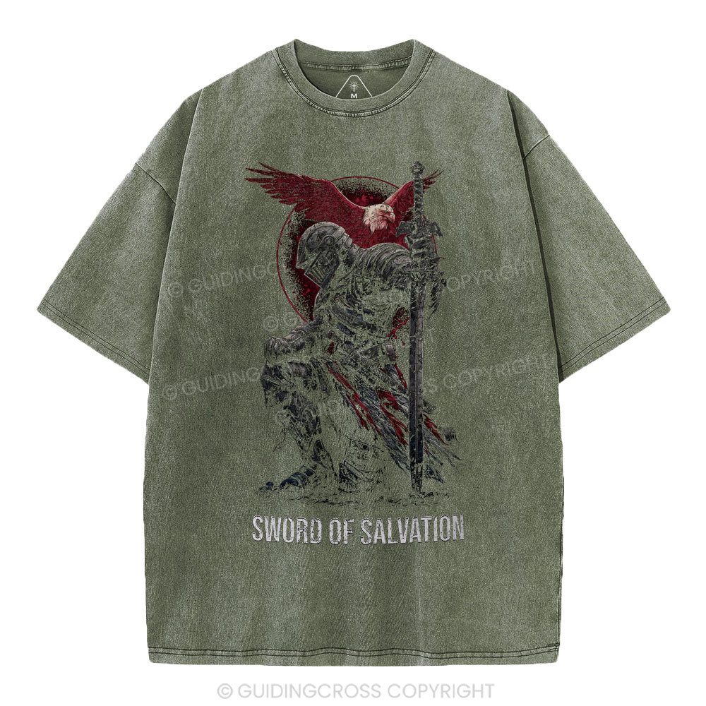 Sword Of Salvation Christian Washed T-Shirt