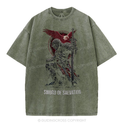 Sword Of Salvation Christian Washed T-Shirt