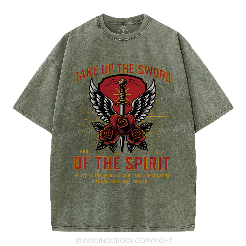 Take Up The Sword Of The Spirit Christian Washed T-Shirt
