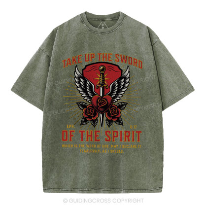 Take Up The Sword Of The Spirit Christian Washed T-Shirt