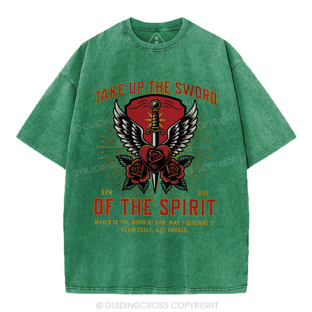 Take Up The Sword Of The Spirit Christian Washed T-Shirt