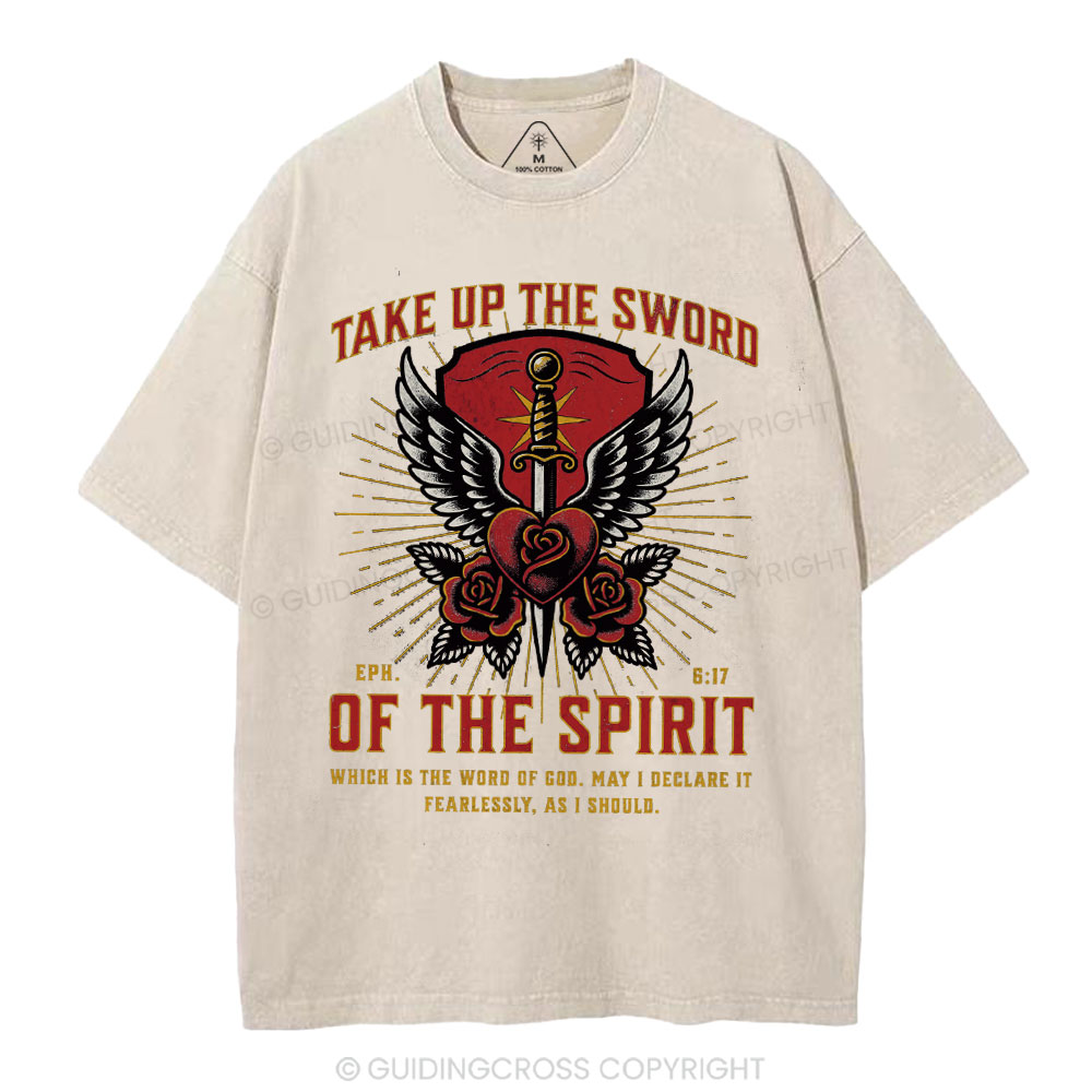 Take Up The Sword Of The Spirit Christian Washed T-Shirt