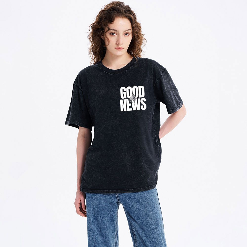 Tap My Shoulder I'll Tell You Good News Christian Washed T-Shirt