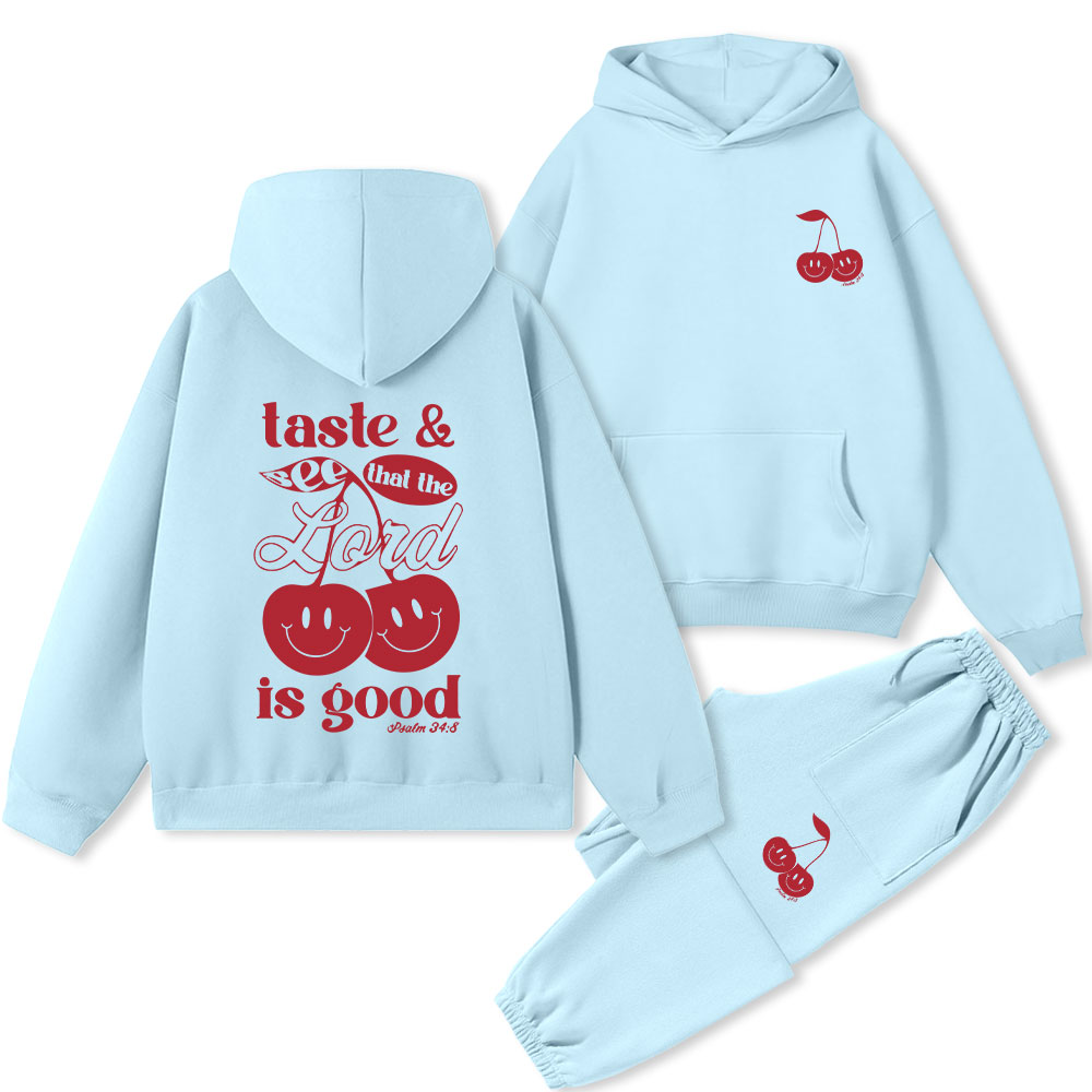 Taste And See And That Lord Is Good Christian Premium Fleece Hoodie Set
