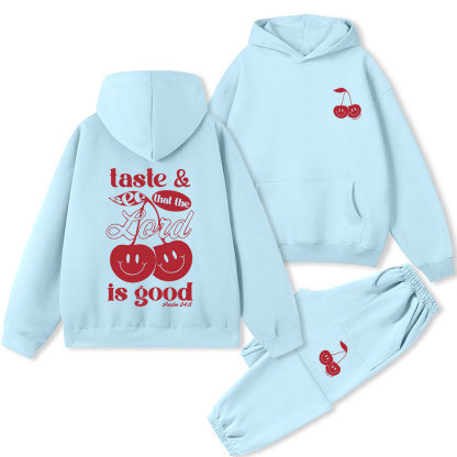 Taste And See And That Lord Is Good Christian Premium Fleece Hoodie Set