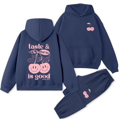 Taste And See And That Lord Is Good Christian Premium Fleece Hoodie Set