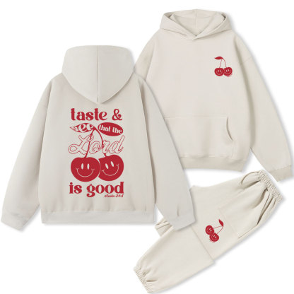 Taste And See And That Lord Is Good Christian Premium Fleece Hoodie Set