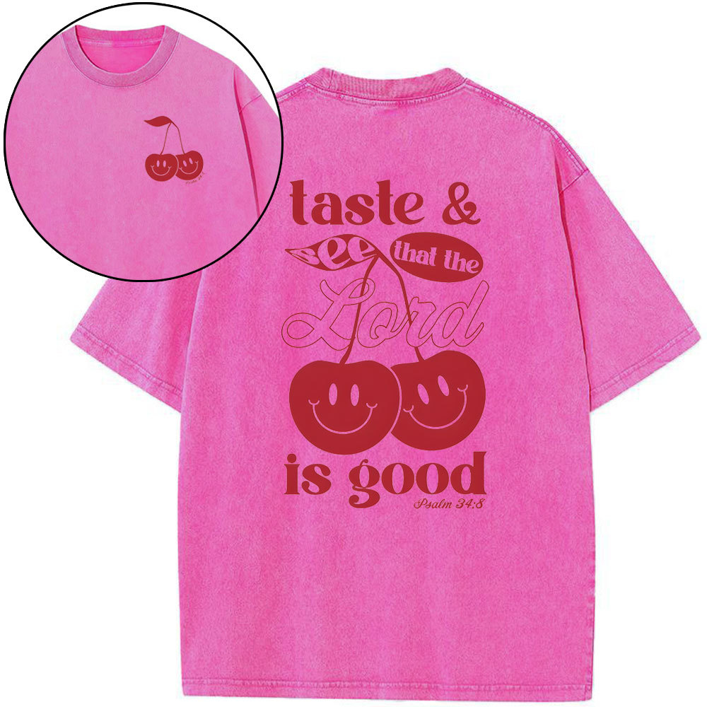 Taste And See And That Lord Is Good Christian Washed T-Shirt