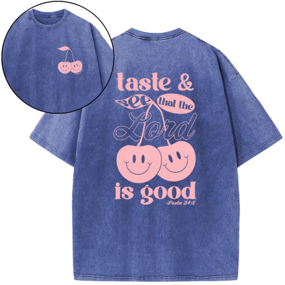 Taste And See And That Lord Is Good Christian Washed T-Shirt