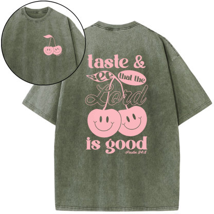 Taste And See And That Lord Is Good Christian Washed T-Shirt