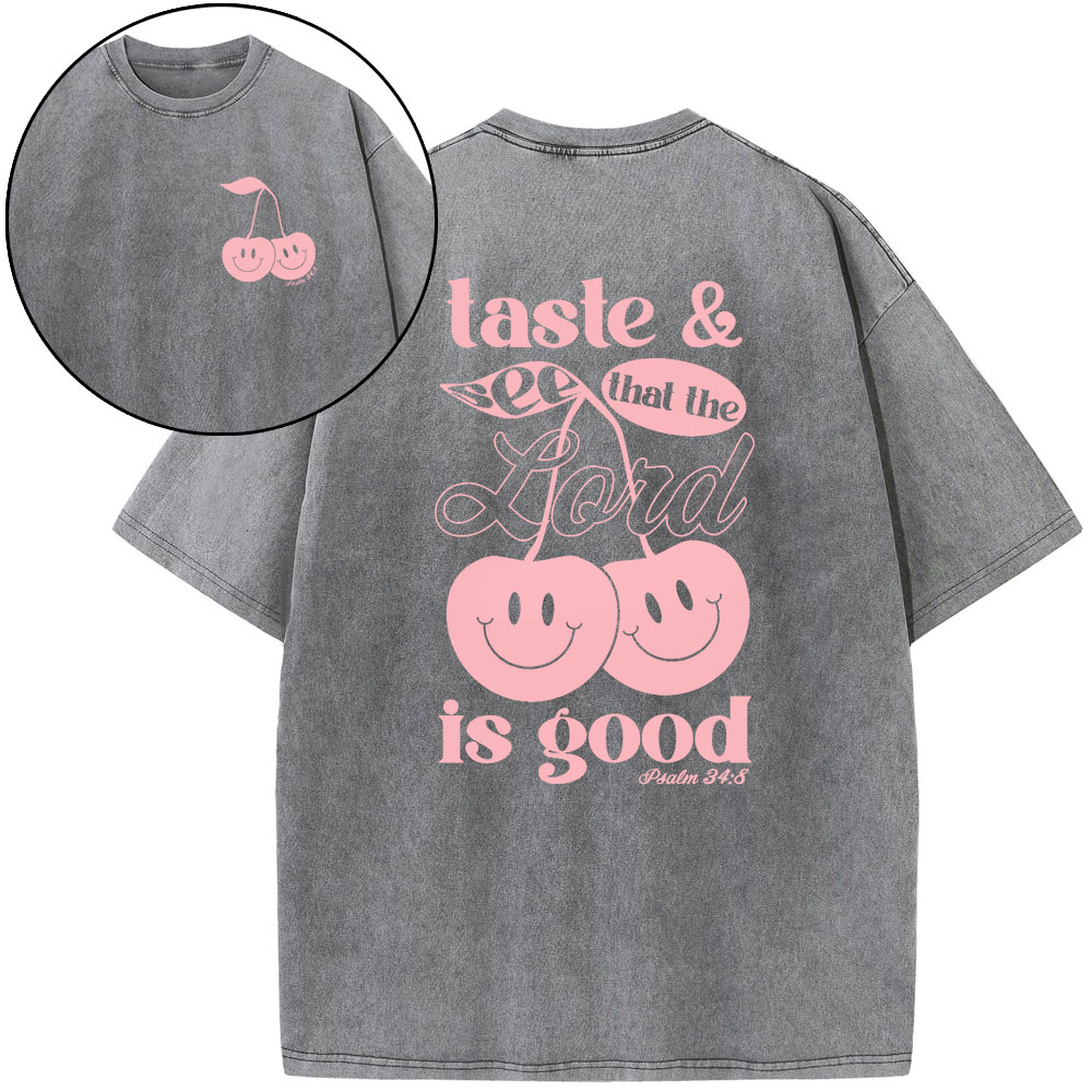Taste And See And That Lord Is Good Christian Washed T-Shirt